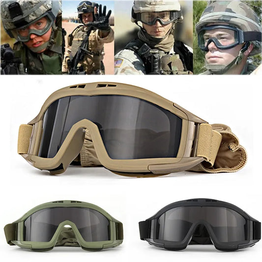 JSJM Tactical Goggles 3 Lens Windproof Dustproof Safe Eye Protection