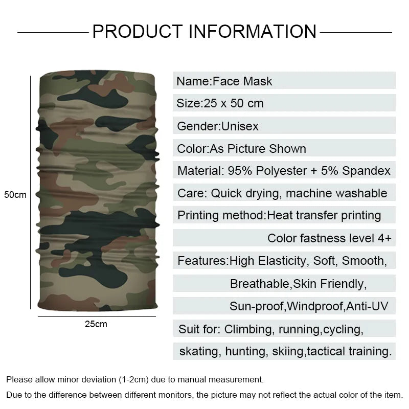 Camouflage Face Mask Tactical Military Neck Sock Tube