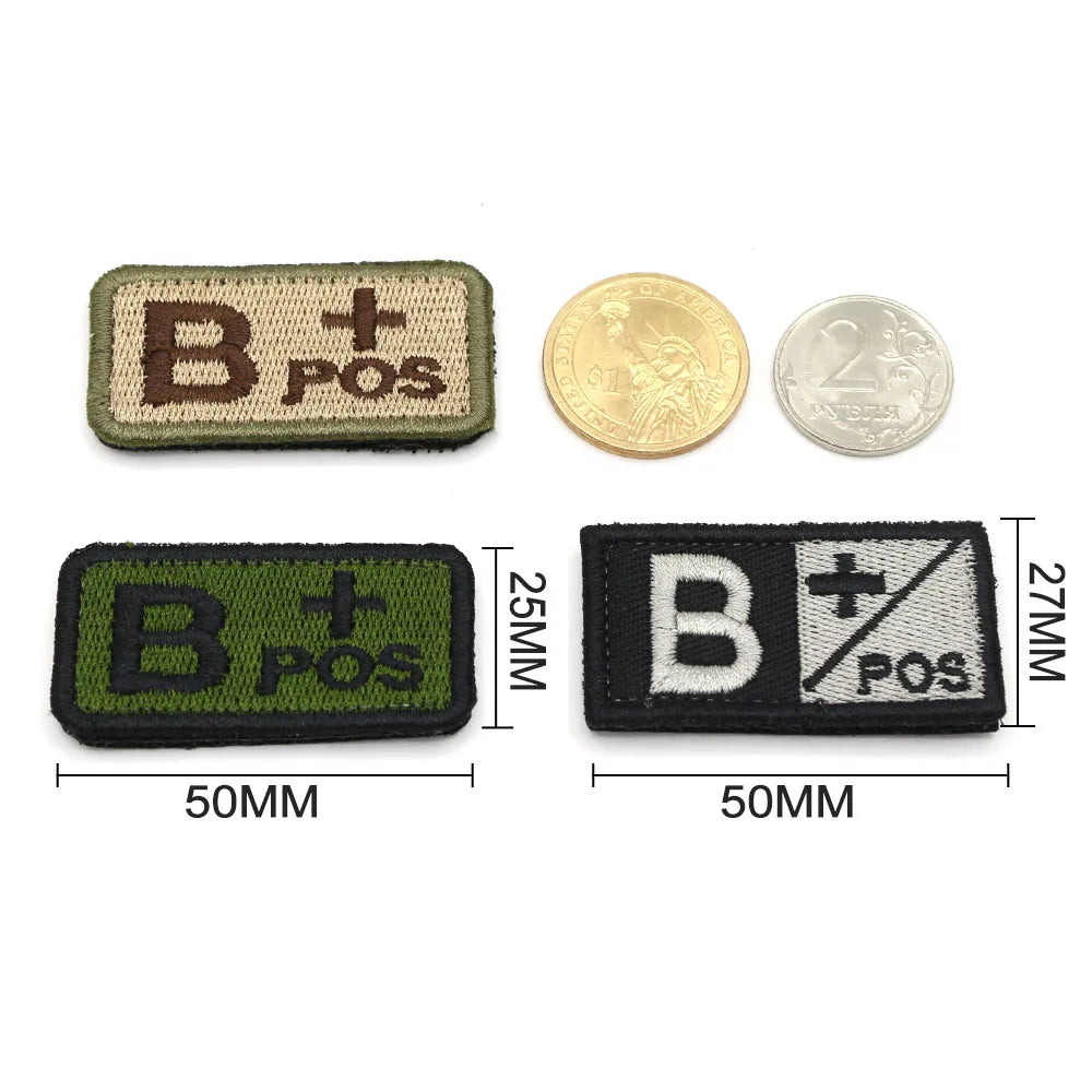 Blood Type Low Visibility Embroidery Patches