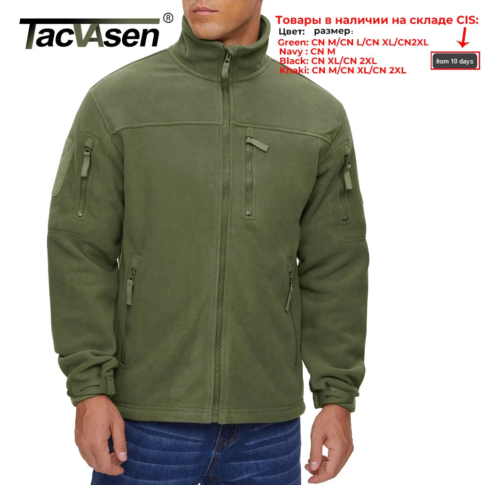 TACVASEN Full Zip Up Tactical Green Fleece Jacket