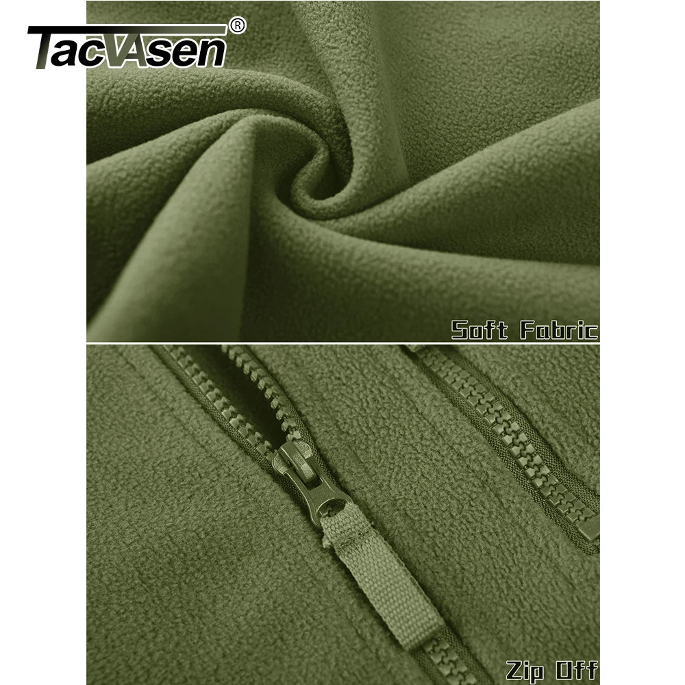 TACVASEN Full Zip Up Tactical Green Fleece Jacket