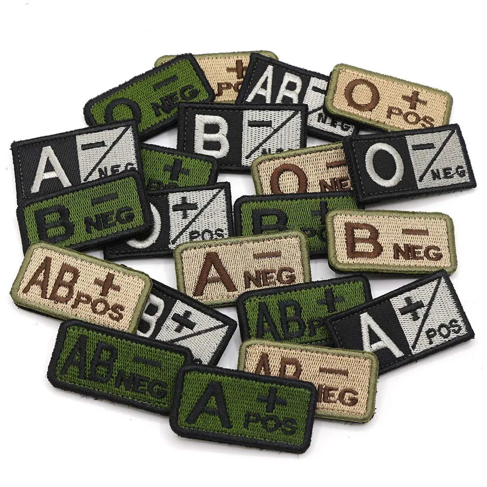 Blood Type Low Visibility Embroidery Patches