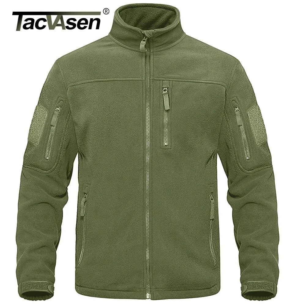 TACVASEN Full Zip Up Tactical Green Fleece Jacket